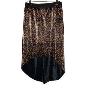 Piphany | Metallic Leopard Print Pleated Hi-Low Skirt S